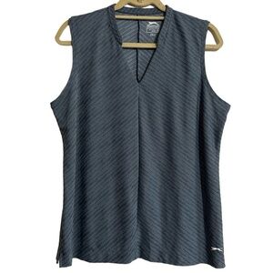 Slazenger Sleeveless Polo Womens XL Dark Grey Golf V-Neck Performance Activewear